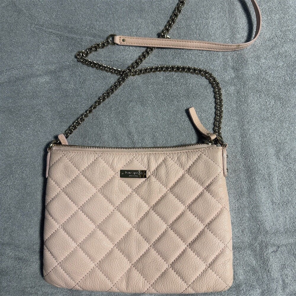 Kate Spade New York Crossbody Bag Womens Small Light Pink Quilted Zip